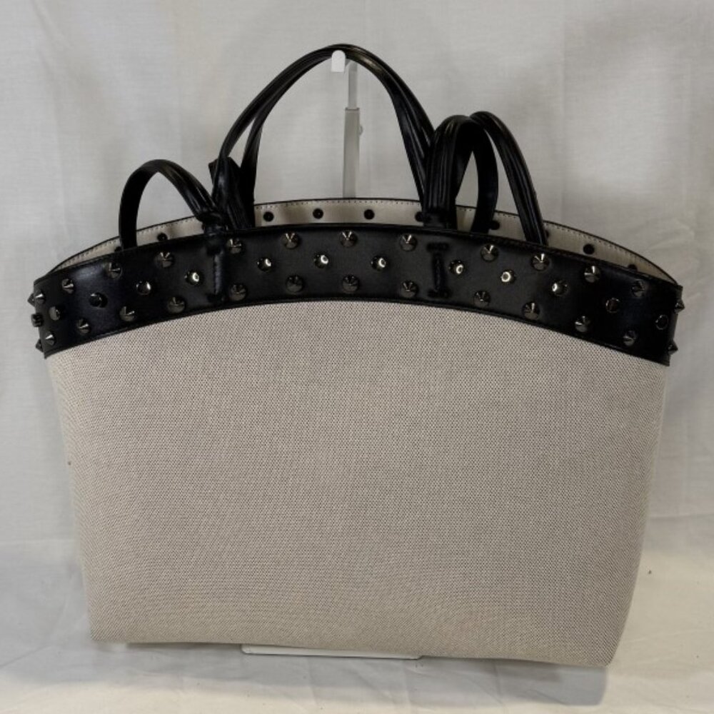GAP, Studded East-West Canvas Tote Bag, Black Vegan Leather Trim, NWT - Picture 6 of 14